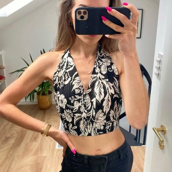 Zara floral halter crop top - Picture 4 of 6